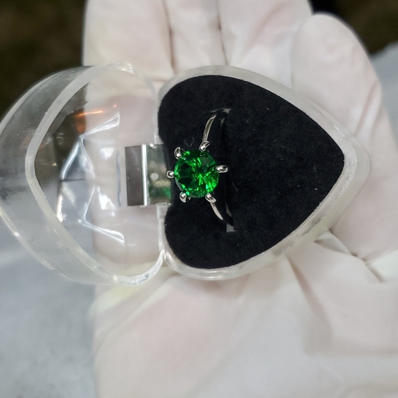 3 NEW 6-Prong Silver Bling Rings/Clear-Green-Purple/Large Showy Cut Glass-Sz 9.5 - Picture 10 of 12